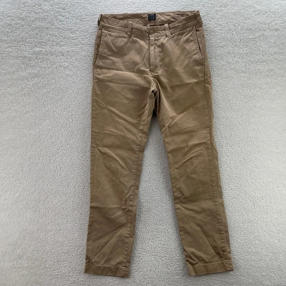 J Crew Chino Pants Mens 30x32 Beige The Stanton Straight Preppy Office Casual